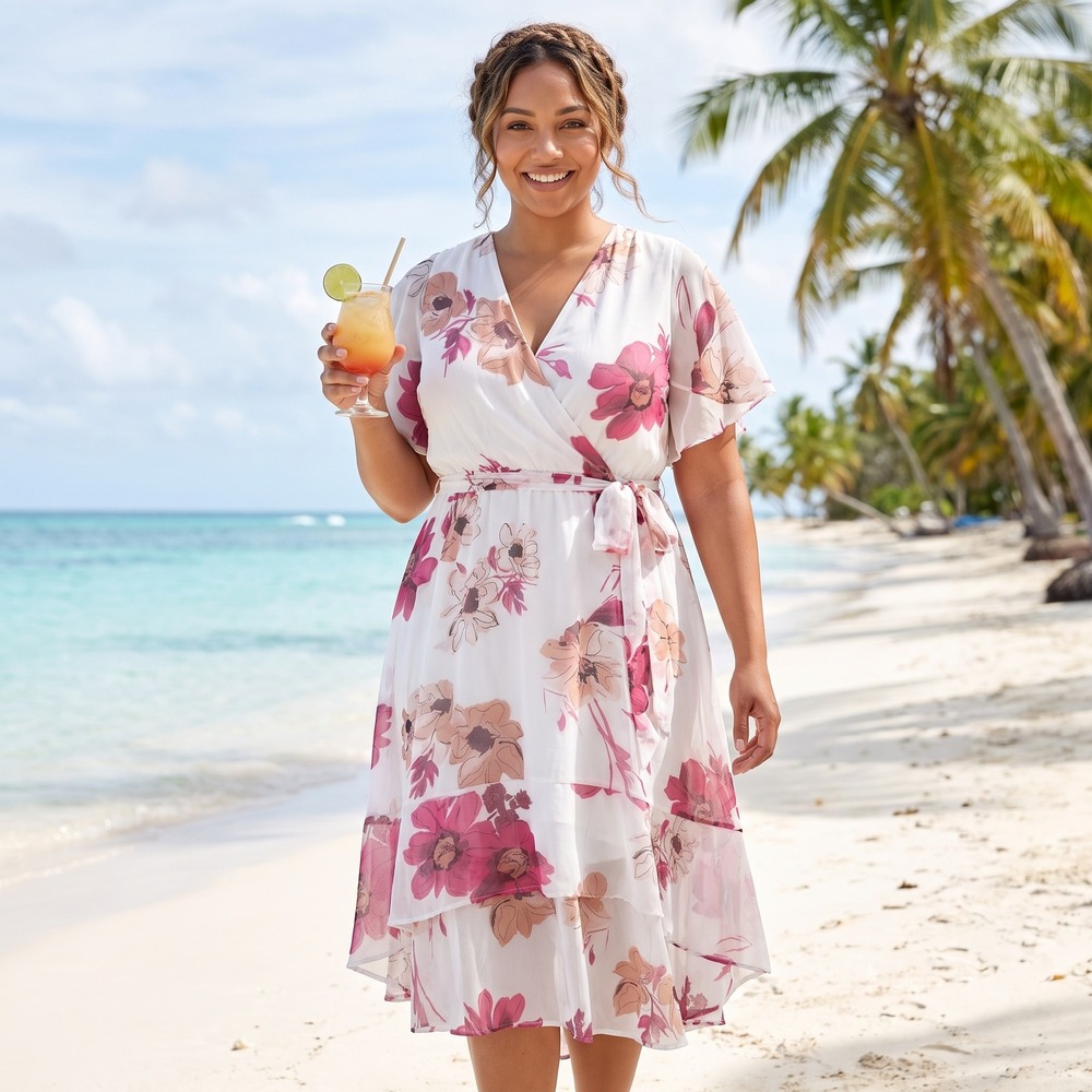 Lane Bryant Floral Maxi Dress Women 16 White Pink Flutter Sleeve Boho Romantic